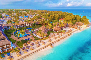 Flug vom Kilimanjaro International Airport nach Sansibar mit spektakulärem Blick auf Tansania Safari.