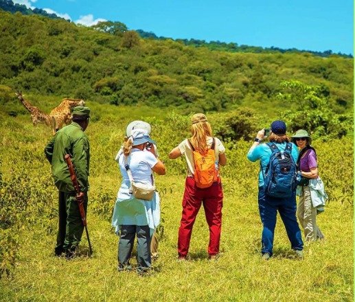 Atemberaubende Aussicht auf den Ngurdoto Krater und die Momella-Seen im Arusha Nationalpark, perfekt für eine Tansania Safari.